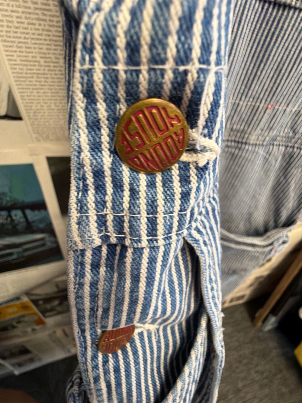 Vintage Round House Hickory Stripe Work Overalls Size… - Gem